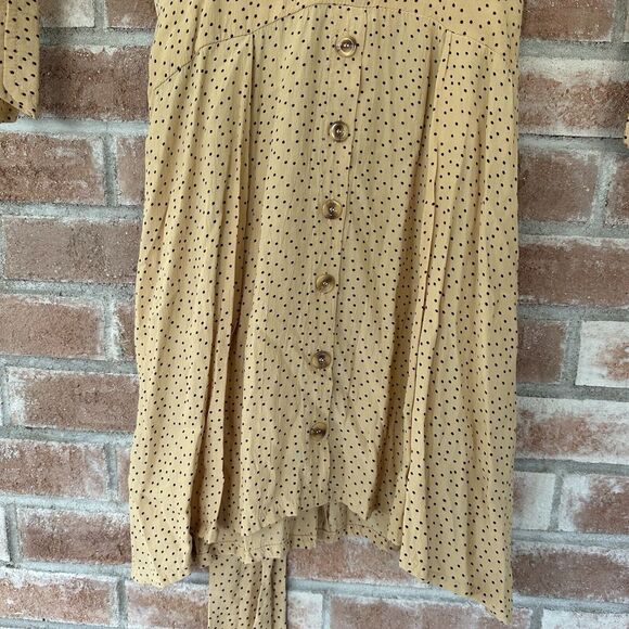 Faithfull The Brand Birgit Mini Dress Tie Back Size Medium 6 Beige Polka Dot - Picture 6 of 12